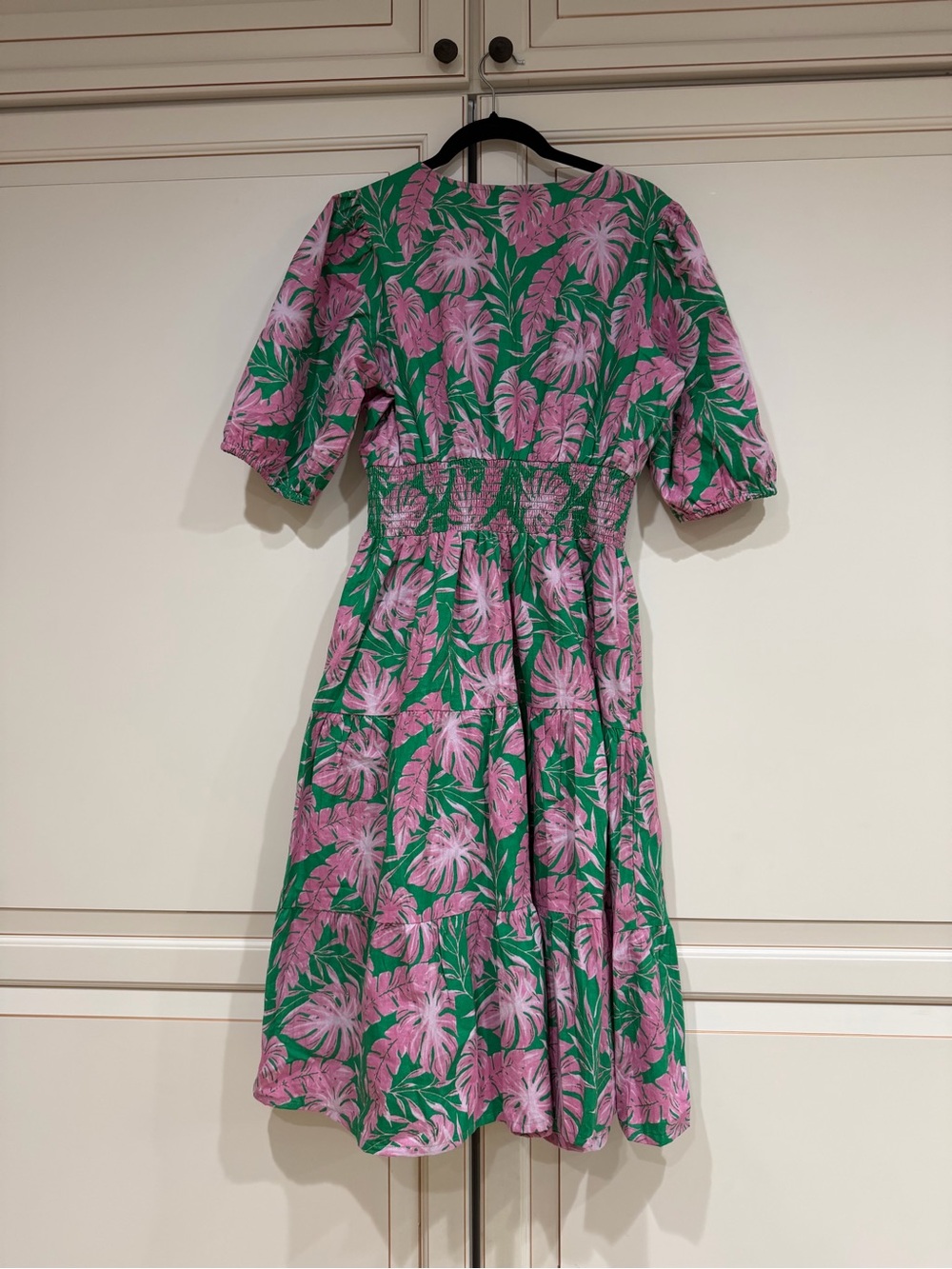 TUCKERNUCK MEADOW RHODES Floral Tiered Smocked Midi Dress Pink and Green (102) - Picture 2 of 6